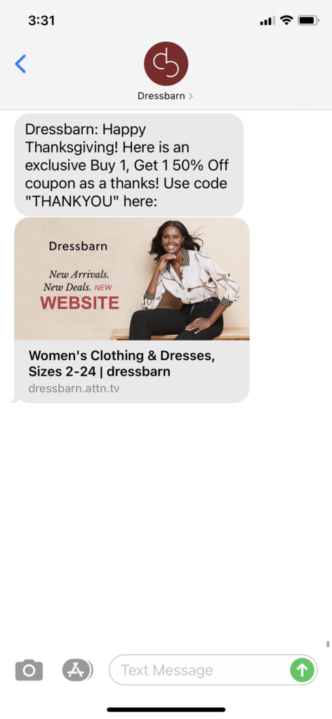 Dressbarn Text Message Marketing Example - 11.26.2020.PNG
