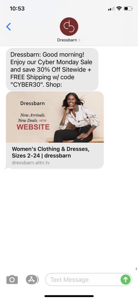 Dressbarn Text Message Marketing Example - 11.30.2020.PNG