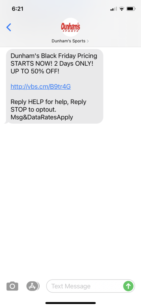 Dunham's Sports Text Message Marketing Example - 11.20.2020.PNG