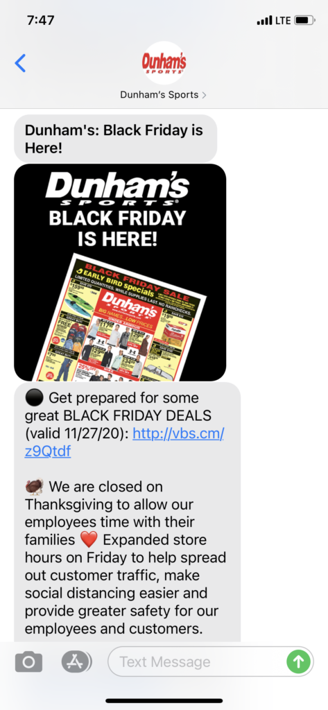 Dunham's Sports Text Message Marketing Example - 11.25.2020.PNG