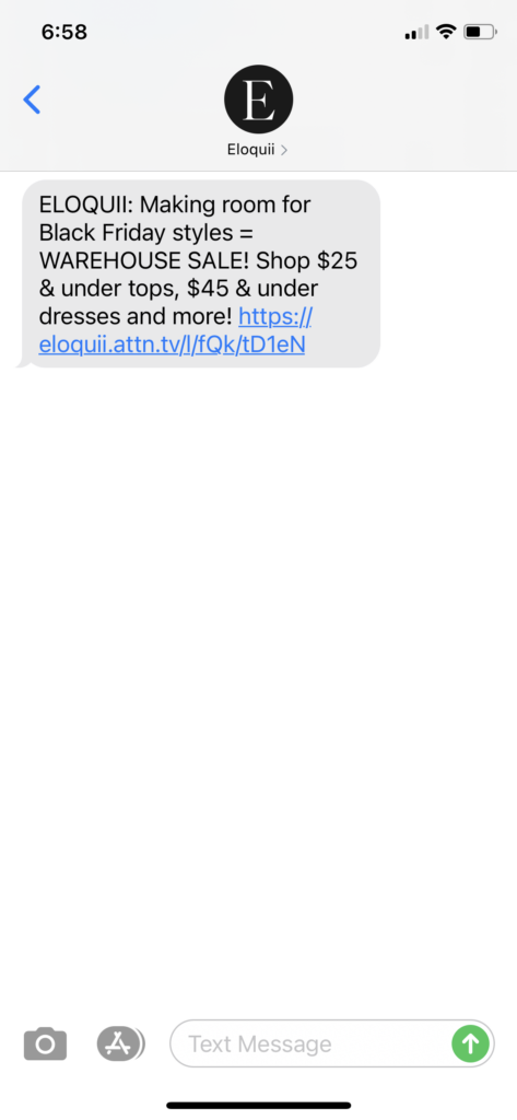 Eloquii Text Message Marketing Example - 11.05.2020