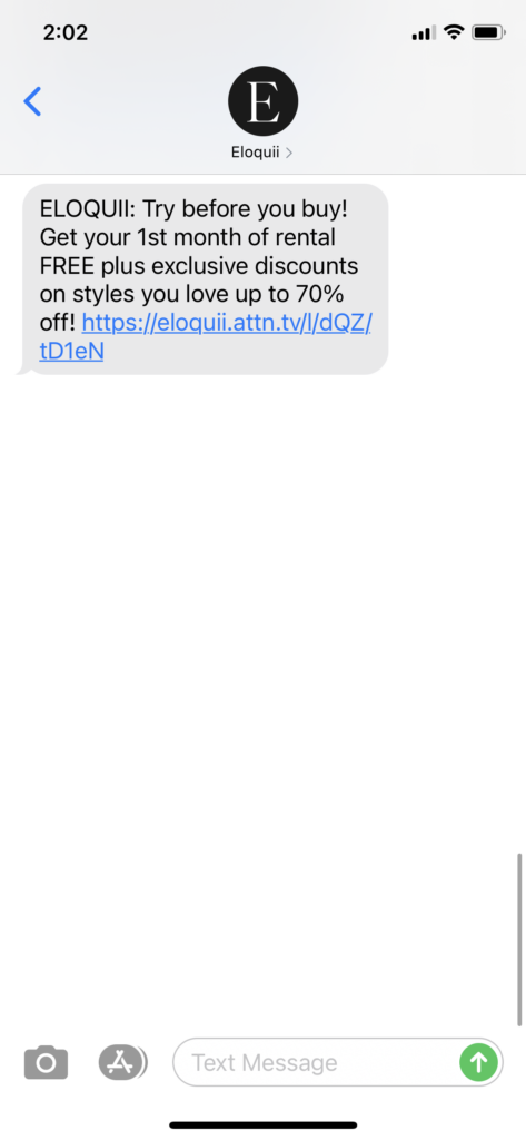 Eloquii Text Message Marketing Example - 11.07.2020