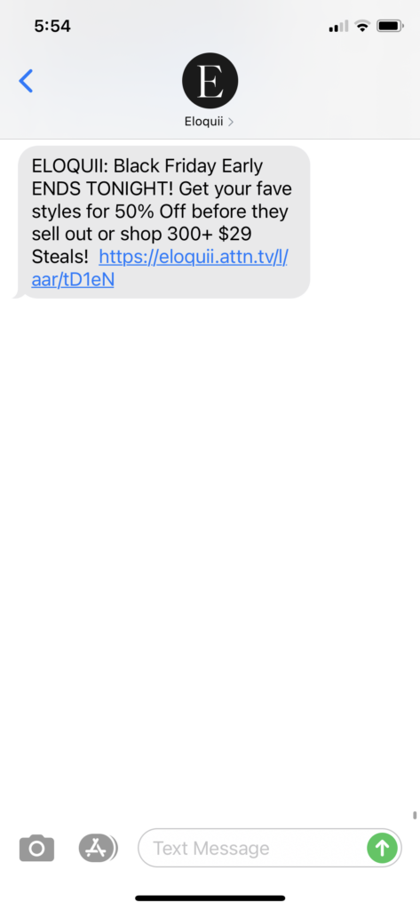 Eloquii Text Message Marketing Example - 11.21.2020.PNG