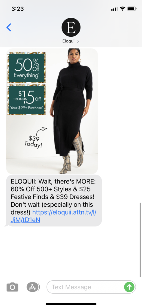 Eloquii Text Message Marketing Example - 11.26.2020.PNG