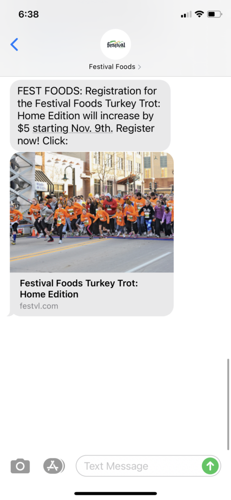 Festival Foods Text Message Marketing Example - 11.02.2020
