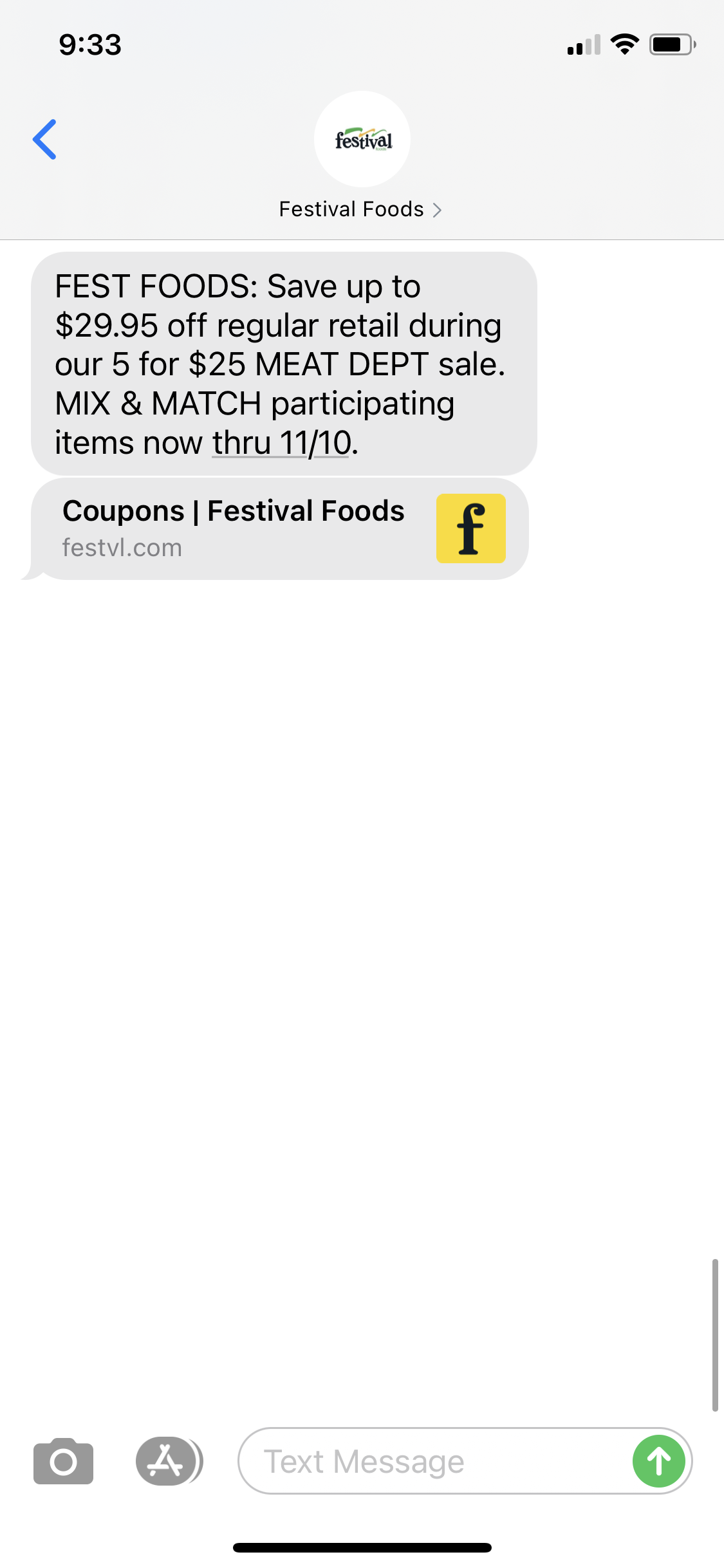 Festival Foods Text Message Marketing Example 11.04.2020 SMS Archives