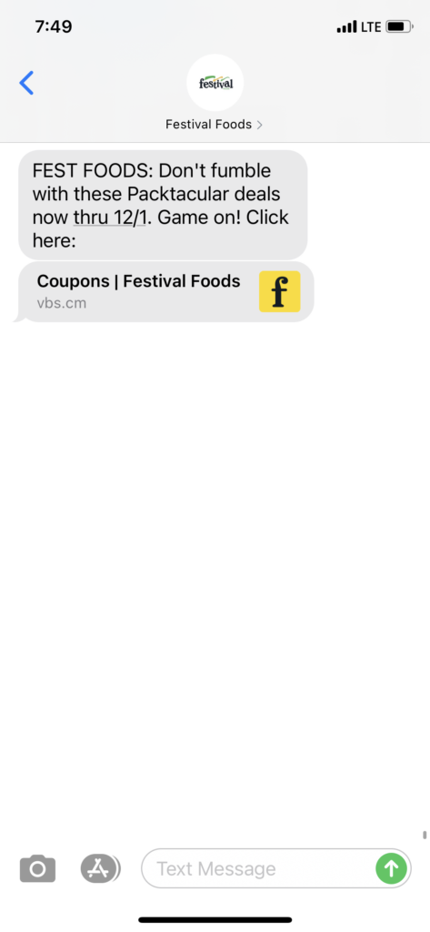 Festival Foods Text Message Marketing Example - 11.25.2020.PNG