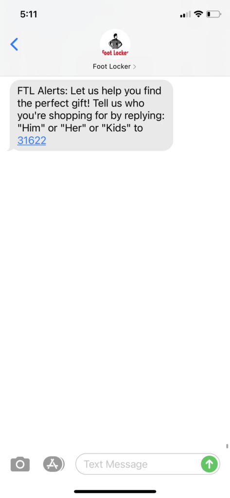 Foot Locker Text Message Marketing Example - 11.17.2020.PNG