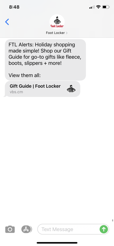 Foot Locker Text Message Marketing Example - 11.29.2020.PNG