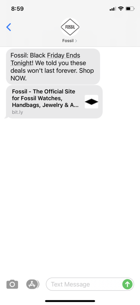 Fossil Text Message Marketing Example - 11.29.2020.PNG