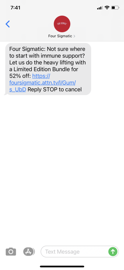 Four Sigmatic Text Message Marketing Example - 11.03.2020