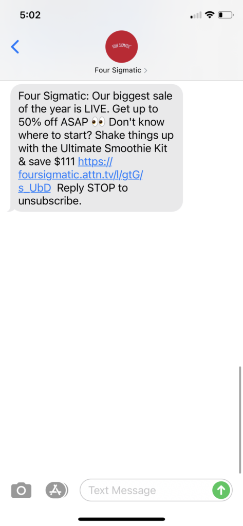 Four Sigmatic Text Message Marketing Example - 11.24.2020.PNG