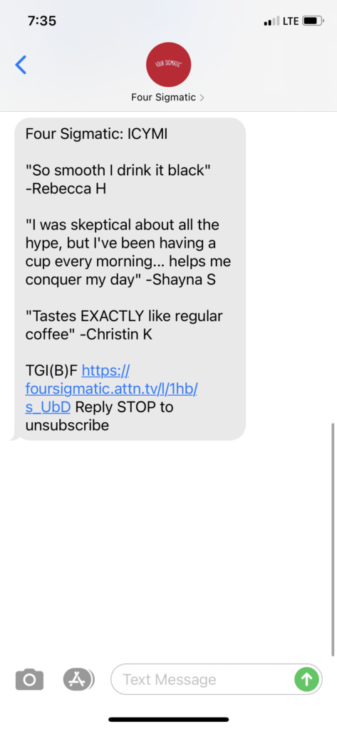 Four Sigmatic Text Message Marketing Example - 11.28.2020.PNG