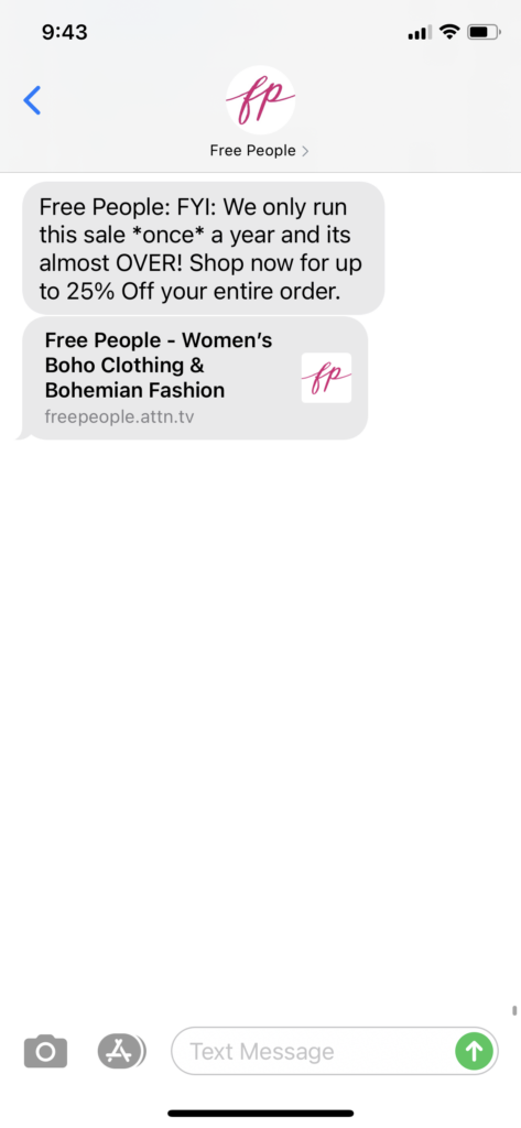 Free People Text Message Marketing Example - 11.13.2020.PNG