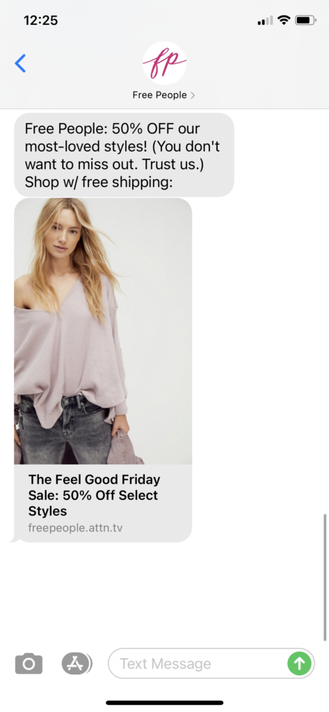 Free People Text Message Marketing Example - 11.27.2020.PNG