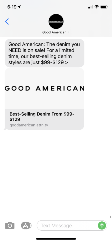 Good American Text Message Marketing Example - 11.20.2020.PNG