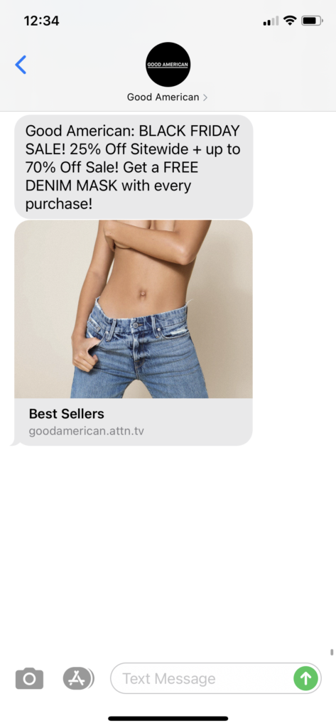 Good American Text Message Marketing Example - 11.27.2020.PNG