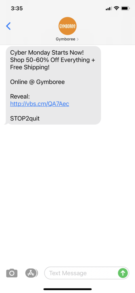 Gymboree Text Message Marketing Example - 11.26.2020.PNG