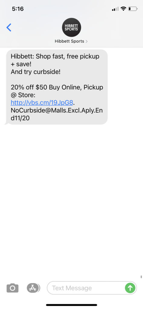 Hibbet Sports Text Message Marketing Example - 11.17.2020.PNG