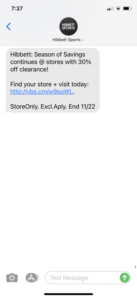 Hibbet Sports Text Message Marketing Example - 11.19.2020.PNG