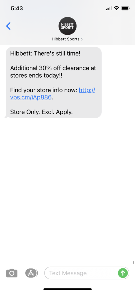 Hibbet Sports Text Message Marketing Example - 11.22.2020.PNG