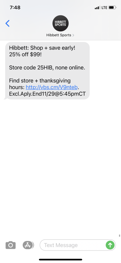 Hibbet Sports Text Message Marketing Example - 11.25.2020.PNG