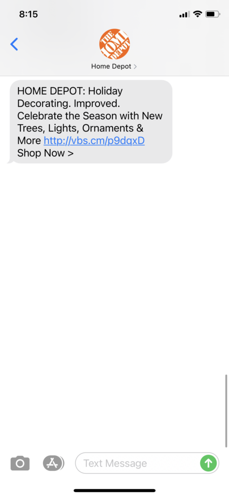 Home Depot Text Message Marketing Example - 11.18.2020.PNG