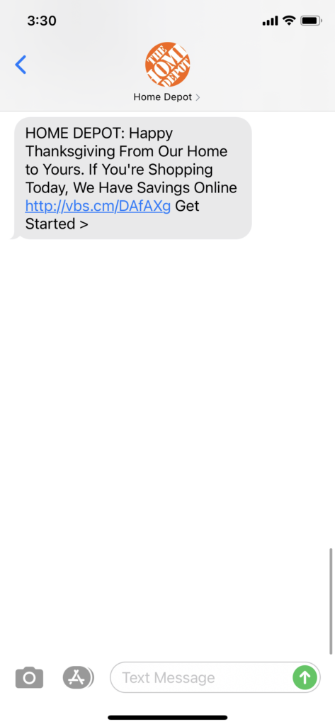 Home Depot Text Message Marketing Example - 11.26.2020.PNG
