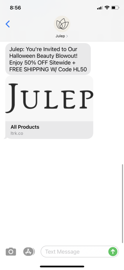Julep Text Message Marketing Example - 10.31.2020