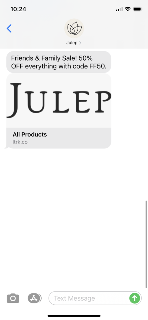 Julep Text Message Marketing Example - 11.03.2020