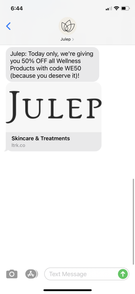 Julep Text Message Marketing Example - 11.06.2020