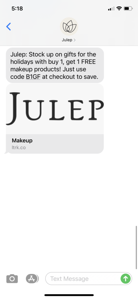 Julep Text Message Marketing Example - 11.08.2020