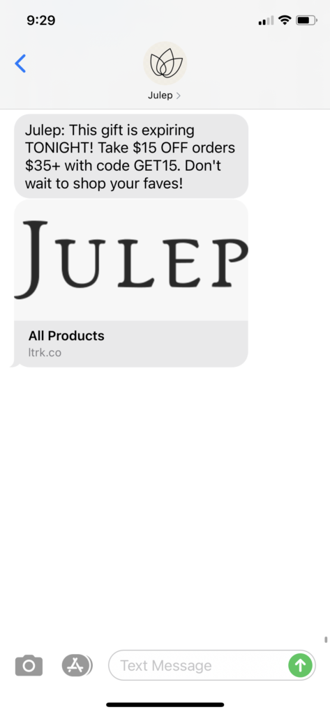 Julep Text Message Marketing Example - 11.14.2020