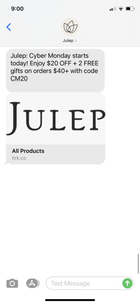 Julep Text Message Marketing Example - 11.29.2020.PNG