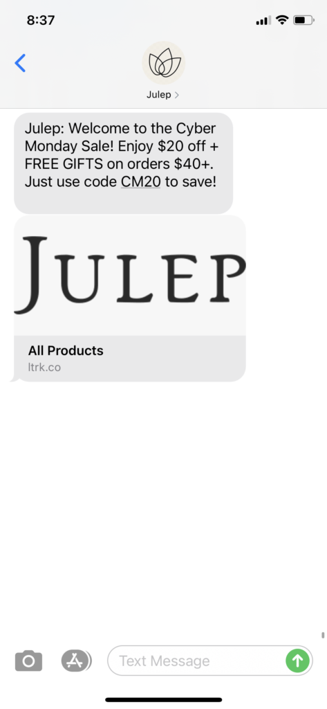 Julep Text Message Marketing Example - 11.30.2020.PNG