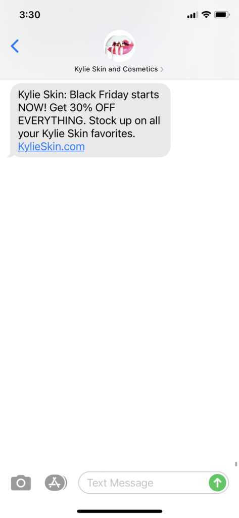 Kylie Skin and Cosmetics Text Message Marketing Example - 11.26.2020.PNG