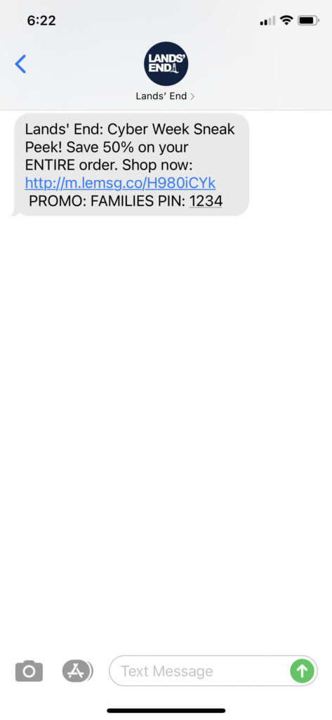 Land's End Text Message Marketing Example - 11.20.2020.PNG