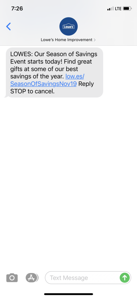 Lowe's Text Message Marketing Example - 11.19.2020.PNG
