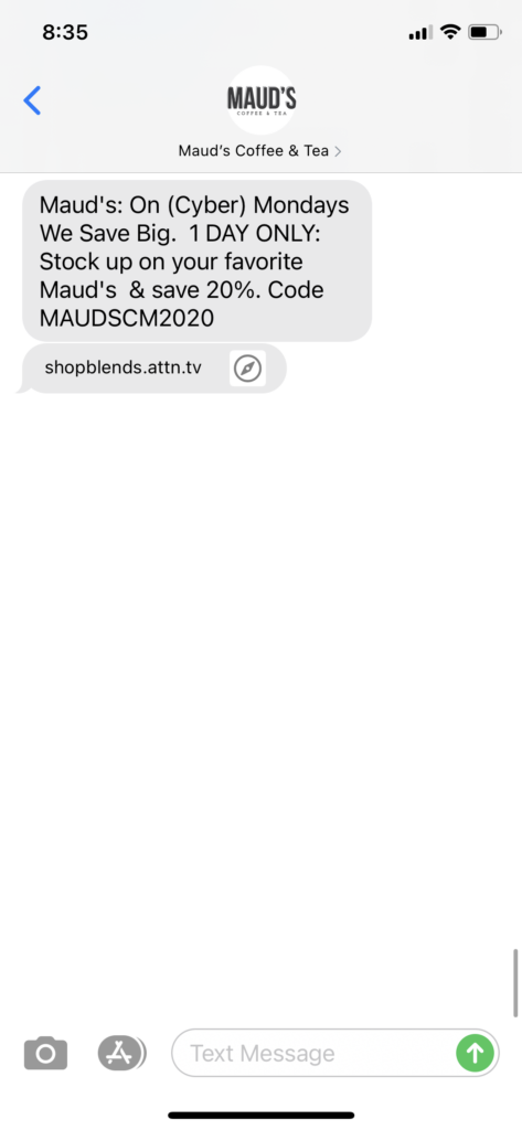 Maud's Text Message Marketing Example - 11.30.2020.PNG
