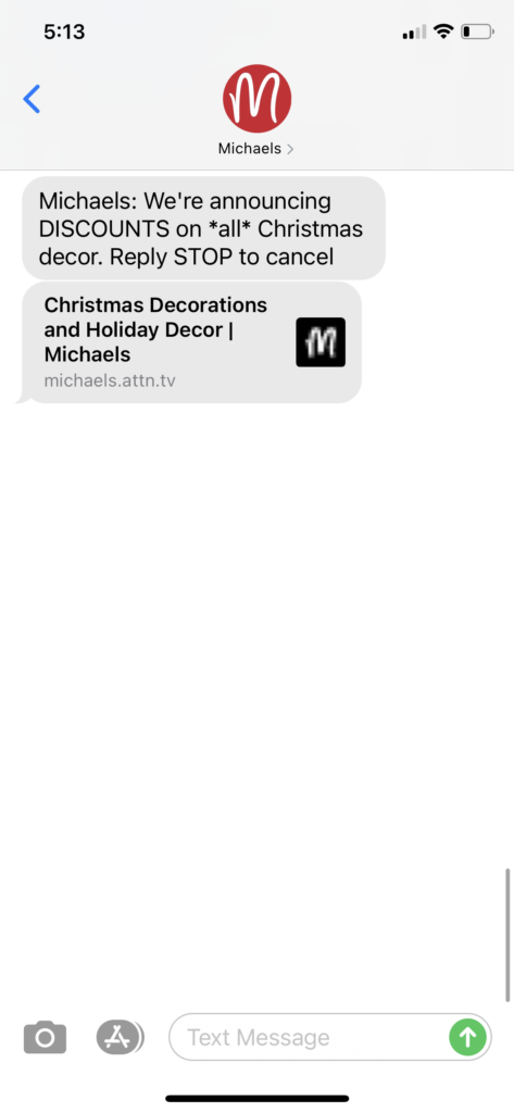 Michaels Text Message Marketing Example - 11.17.2020.PNG