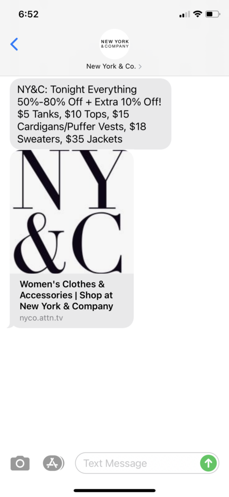 New York and CO Text Message Marketing Example - 11.01.2020