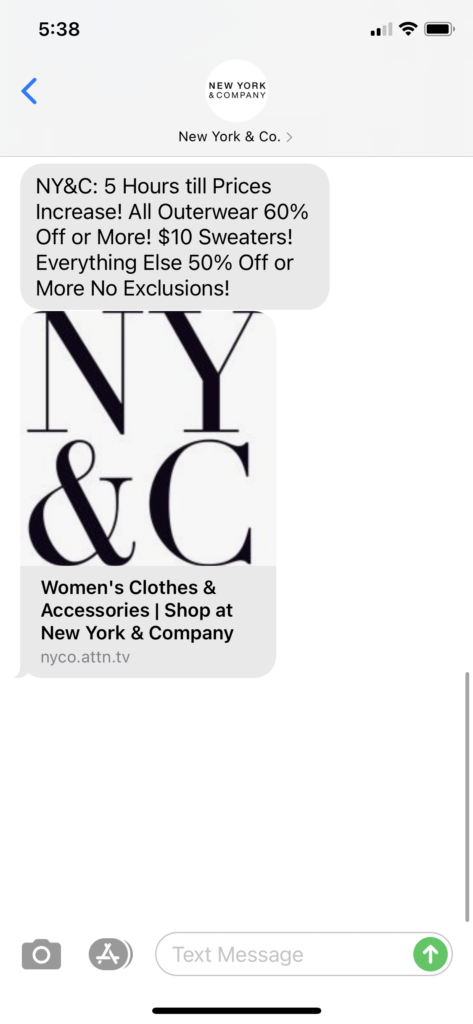 New York and Co Text Message Marketing Example - 11.22.2020.PNG