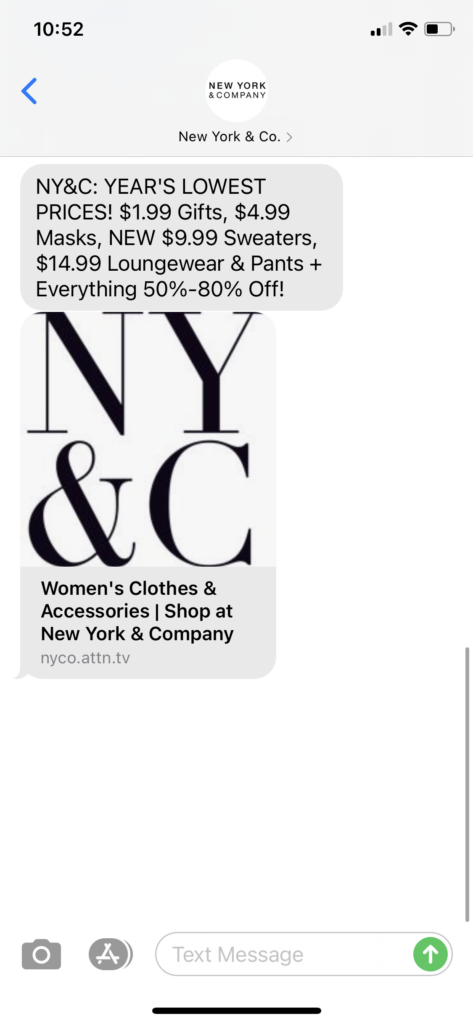 New York and Co Text Message Marketing Example - 11.30.2020.PNG