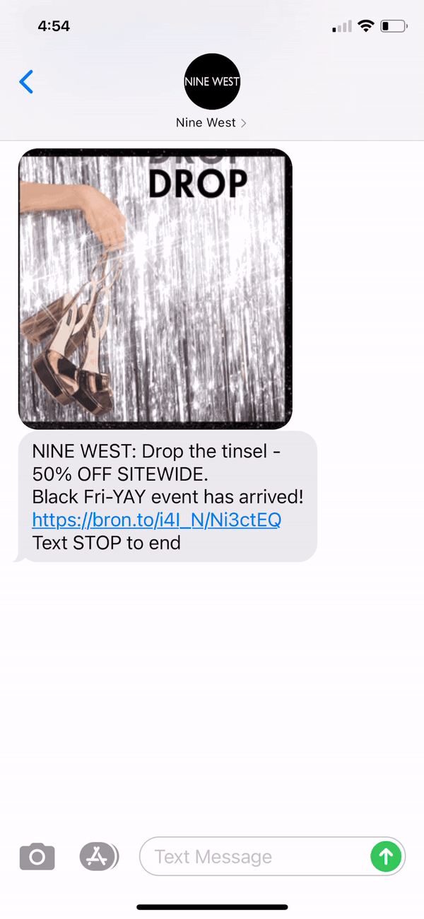 Nine West Text Message Marketing Example - 11.24.2020.gif
