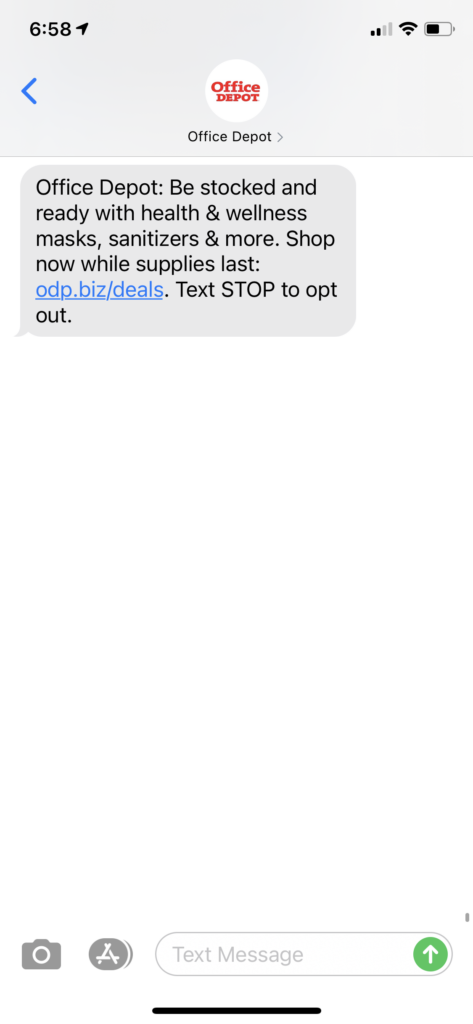 Office Depot Text Message Marketing Example - 11.05.2020