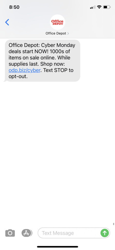 Office Depot Text Message Marketing Example - 11.29.2020.PNG