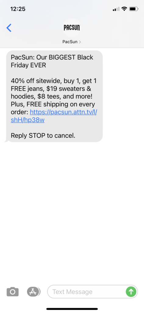 Pac Sun Text Message Marketing Example - 11.27.2020.PNG