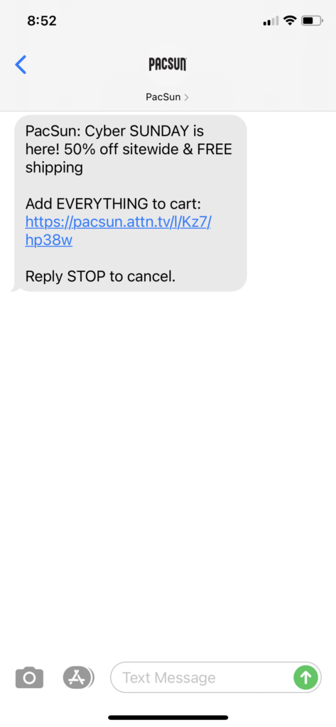 PacSun Text Message Marketing Example - 11.29.2020.PNG