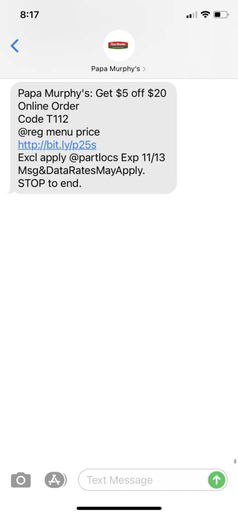 Papa Murphy's Text Message Marketing Example - 11.12.2020.PNG
