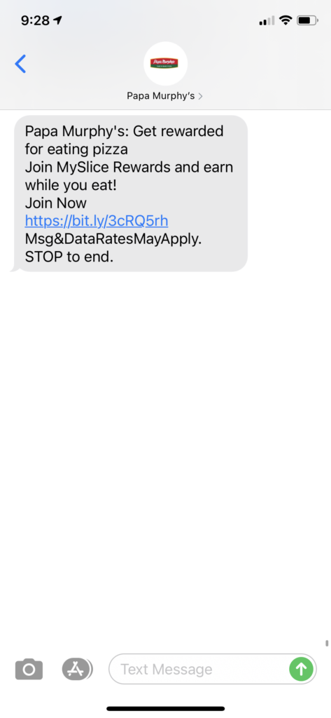 Papa Murphy's Text Message Marketing Example - 11.14.2020
